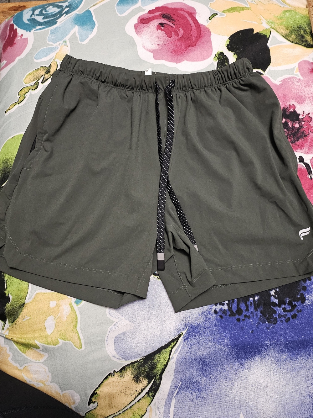 Fabletics Men's Olive Athletic Drawstring Shorts